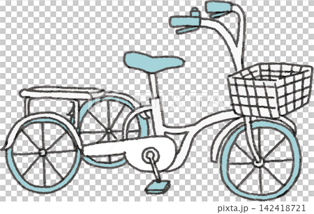 大人用三輪自転車のイラスト（シニア向け・交通安全・免許返納・2色・ベクター） 142418721