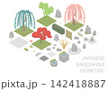 枯山水のアイソメトリックイラストのセット 142418887