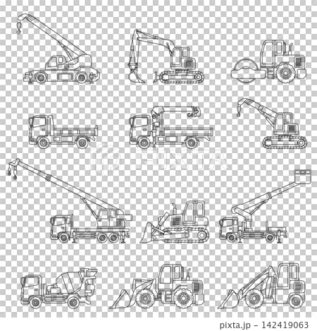 Construction vehicle icon set Construction vehicle icon set 142419063