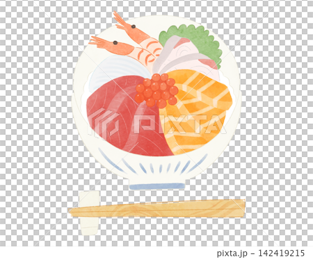 可愛又充滿奇思妙想的海鮮飯碗和筷子插圖(水彩風格) 可愛又充滿奇思妙想的海鮮飯碗和筷子插圖(水彩風格) 142419215