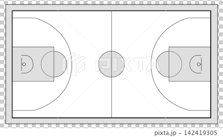 This is a line illustration of a basketball court. This is a line illustration of a basketball court. 142419305
