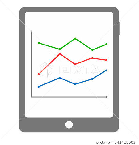 Multi-Series Line Graph Showing Three Different Data Trends on a Coordinate System Multi-Series Line Graph Showing Three Different Data Trends on a Coordinate System 142419903