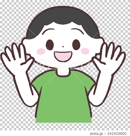 An illustration of a boy with his hands open beside his face. An illustration of a boy with his hands open beside his face. 142420002