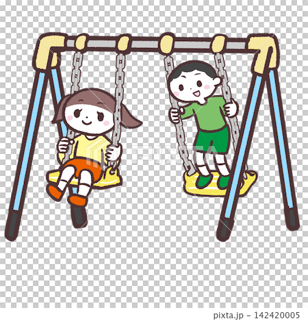ブランコで遊ぶ子供たちのイラスト ブランコで遊ぶ子供たちのイラスト 142420005