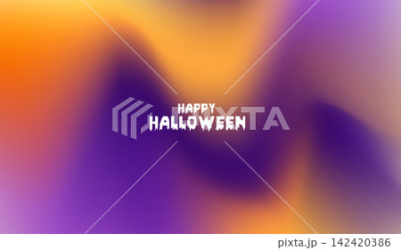Happy Halloween vector banner template with modern abstract blurred gradient background in purple and orange colors for party invitation, greeting card design, and seasonal holiday celebration. 142420386