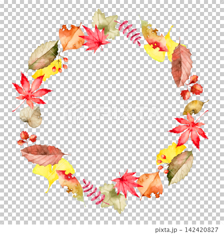 Autumn leaves, fallen leaves, leaf frame, watercolor illustration Autumn leaves, fallen leaves, leaf frame, watercolor illustration 142420827