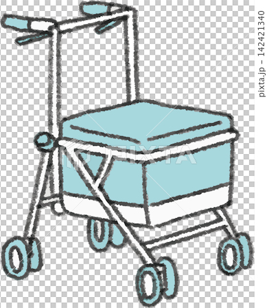 介護用歩行車のイラスト(福祉用具・歩行補助・リハビリ・2色・ベクター) 介護用歩行車のイラスト(福祉用具・歩行補助・リハビリ・2色・ベクター) 142421340