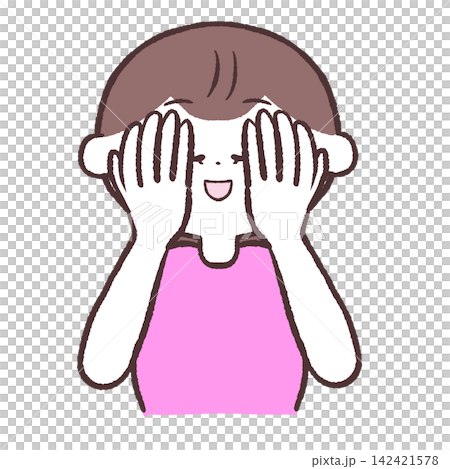いないいないする女性のイラスト いないいないする女性のイラスト 142421578
