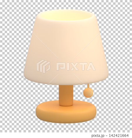 帶有透明背景的風格化檯燈的3D插圖。 帶有透明背景的風格化檯燈的3D插圖。 142421664