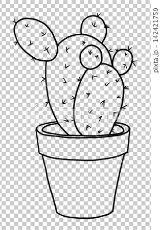 Cactus line drawing drawn with black pen 142421759