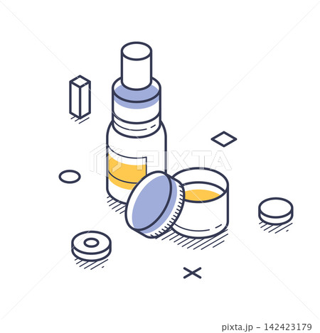 Modern Skincare Beauty Serum Dropper Bottle And Cream Jar Isometric Vector Illustration Modern Skincare Beauty Serum Dropper Bottle And Cream Jar Isometric Vector Illustration 142423179