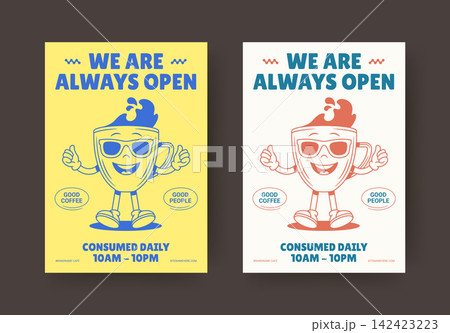 We Are Always Open Coffee Flyer Vector Template For Shop Hours Announcement We Are Always Open Coffee Flyer Vector Template For Shop Hours Announcement 142423223