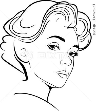 simple black linear drawing woman portrait, logo, design simple black linear drawing woman portrait, logo, design 142423261