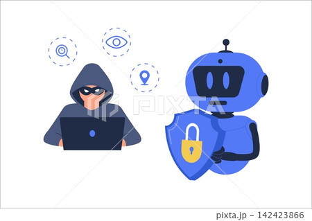Vector AI Cybersecurity Shield Threat Defense Isolated Illustration 142423866