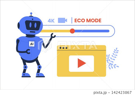 Vector AI Video Streaming Eco Mode Optimizer Illustration 142423867