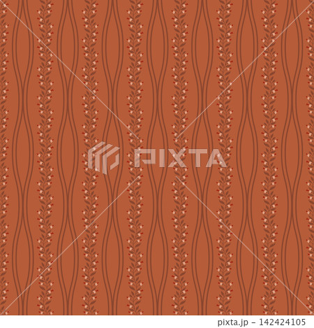 Dark Rust Botanical Wavy Stripes Dark Rust Botanical Wavy Stripes 142424105