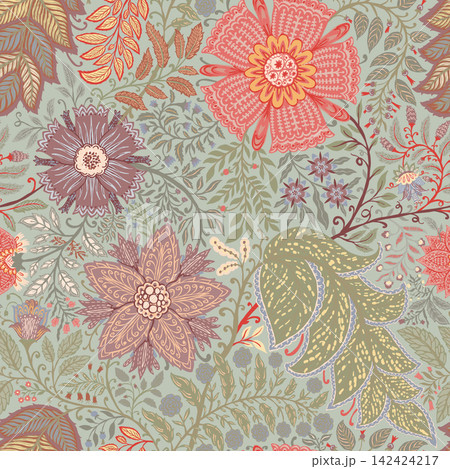 Soft Pastel Mint Vintage Floral Motif Soft Pastel Mint Vintage Floral Motif 142424217