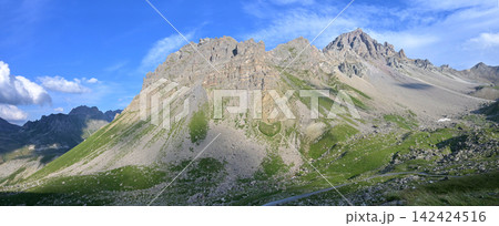 Winding road of the Col du Galibier, a mountain pass in the French Alps Winding road of the Col du Galibier, a mountain pass in the French Alps 142424516