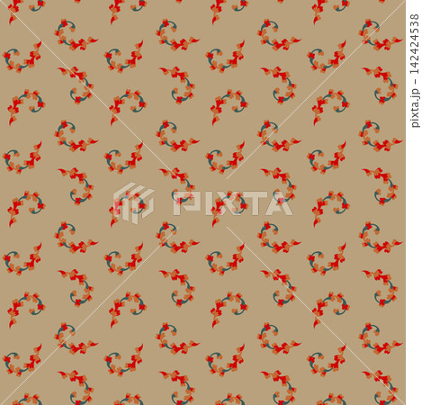 Delicate Floral Sprig Beige Motif Delicate Floral Sprig Beige Motif 142424538