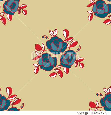Bold Retro Graphic Rose Art 142424760