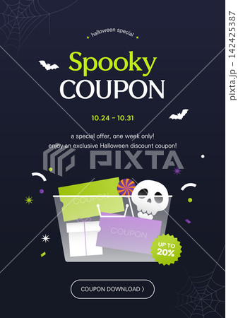 Halloween Special Discount Coupon Banner with Skull, Lime Coupon, and Bats Vector Halloween Special Discount Coupon Banner with Skull, Lime Coupon, and Bats Vector 142425387