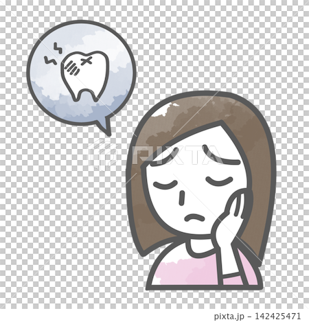 虫歯になった若い女性 142425471