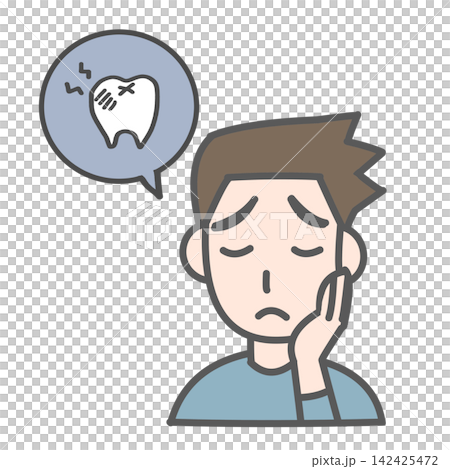 A young man with a toothache 142425472