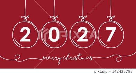 christmas balls 2027 red holiday desing vector illustration christmas balls 2027 red holiday desing vector illustration 142425783