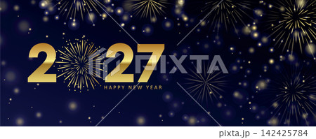 happy new year 2027 greeting card golden firework vector illustraion happy new year 2027 greeting card golden firework vector illustraion 142425784