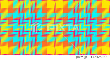 Aesthetic seamless tartan texture, intense pattern fabric check. Genuine vector plaid textile background in bright and radioactive colors. Aesthetic seamless tartan texture, intense pattern fabric check. Genuine vector plaid textile background in bright and radioactive colors. 142425932
