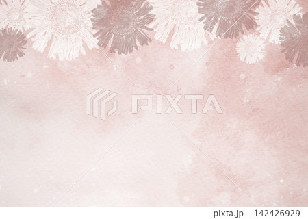 A pattern made from prints of dried flowers on a watercolor background. A pattern made from prints of dried flowers on a watercolor background. 142426929