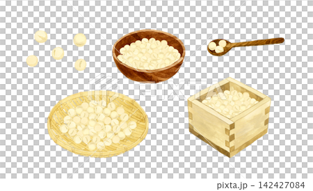 生の大豆のセット 手描き水彩イラスト素材 生の大豆のセット 手描き水彩イラスト素材 142427084