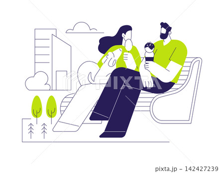 Eating ice-cream isolated cartoon vector illustrations. Eating ice-cream isolated cartoon vector illustrations. 142427239