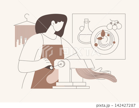 Pasta making isolated cartoon vector illustrations. Pasta making isolated cartoon vector illustrations. 142427287