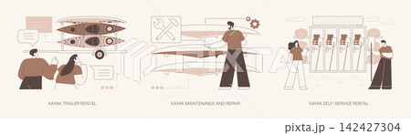 Kayak rental isolated cartoon vector illustrations se Kayak rental isolated cartoon vector illustrations se 142427304