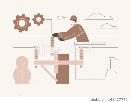 High voltage electrician isolated cartoon vector illustrations. High voltage electrician isolated cartoon vector illustrations. 142427773