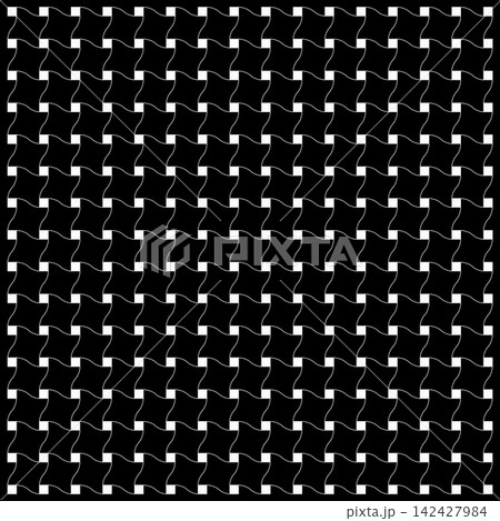 Intricate black and white geometric tessellation pattern with repeating curved shapes 142427984