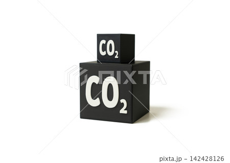 CO2 cubes on a white background. Emissions levels and environmental pollution. Carbon dioxide represents climate impact, industrial emissions, sustainability targets and environmental monitoring. CO2 cubes on a white background. Emissions levels and environmental pollution. Carbon dioxide represents climate impact, industrial emissions, sustainability targets and environmental monitoring. 142428126