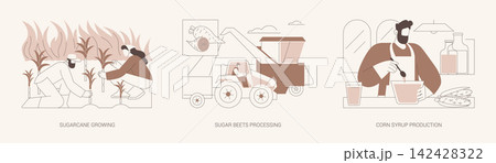 Sugar production isolated cartoon vector illustrations se Sugar production isolated cartoon vector illustrations se 142428322