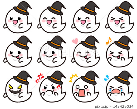かわいいハロウィンおばけのイラスト素材セット3 かわいいハロウィンおばけのイラスト素材セット3 142429034