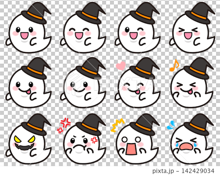 かわいいハロウィンおばけのイラスト素材セット3 かわいいハロウィンおばけのイラスト素材セット3 142429034