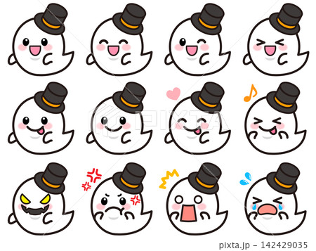 かわいいハロウィンおばけのイラスト素材セット4 かわいいハロウィンおばけのイラスト素材セット4 142429035