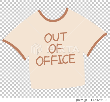 Cute illustration of t-shirt with OUT OF OFFICE letters for outfit of the day content, fashion, accessories, costume, online shopping, market, department store, street stalls, women, office workers Cute illustration of t-shirt with OUT OF OFFICE letters for outfit of the day content, fashion, accessories, costume, online shopping, market, department store, street stalls, women, office workers 142429308