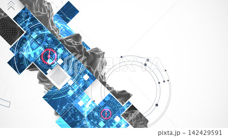 Abstract technology background with digital squares, and wireframe landscape. Vector Abstract technology background with digital squares, and wireframe landscape. Vector 142429591