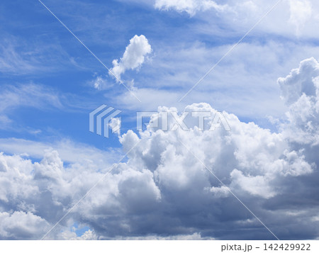 夏の青空と白い雲 142429922