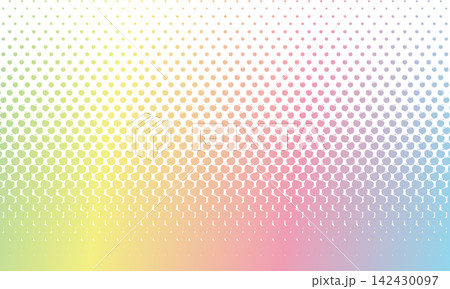 虹色のグラデーションがかかったリンゴマークが傾いて上下に並ぶハーフトーンの背景 142430097