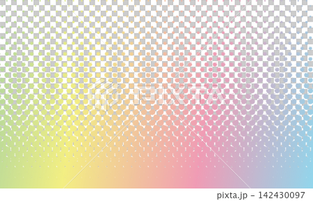 虹色のグラデーションがかかったリンゴマークが傾いて上下に並ぶハーフトーンの背景 142430097