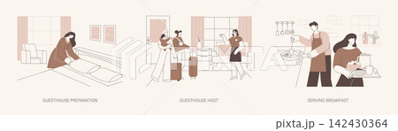Bed and Breakfast business isolated cartoon vector illustrations se Bed and Breakfast business isolated cartoon vector illustrations se 142430364