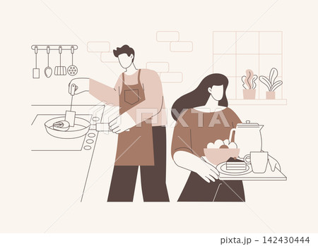 Serving breakfast isolated cartoon vector illustrations. Serving breakfast isolated cartoon vector illustrations. 142430444