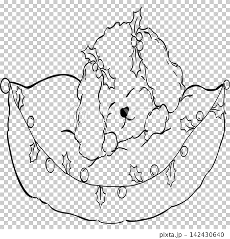 Poodle dog Xmas doodle handdrawn line Poodle dog Xmas doodle handdrawn line 142430640